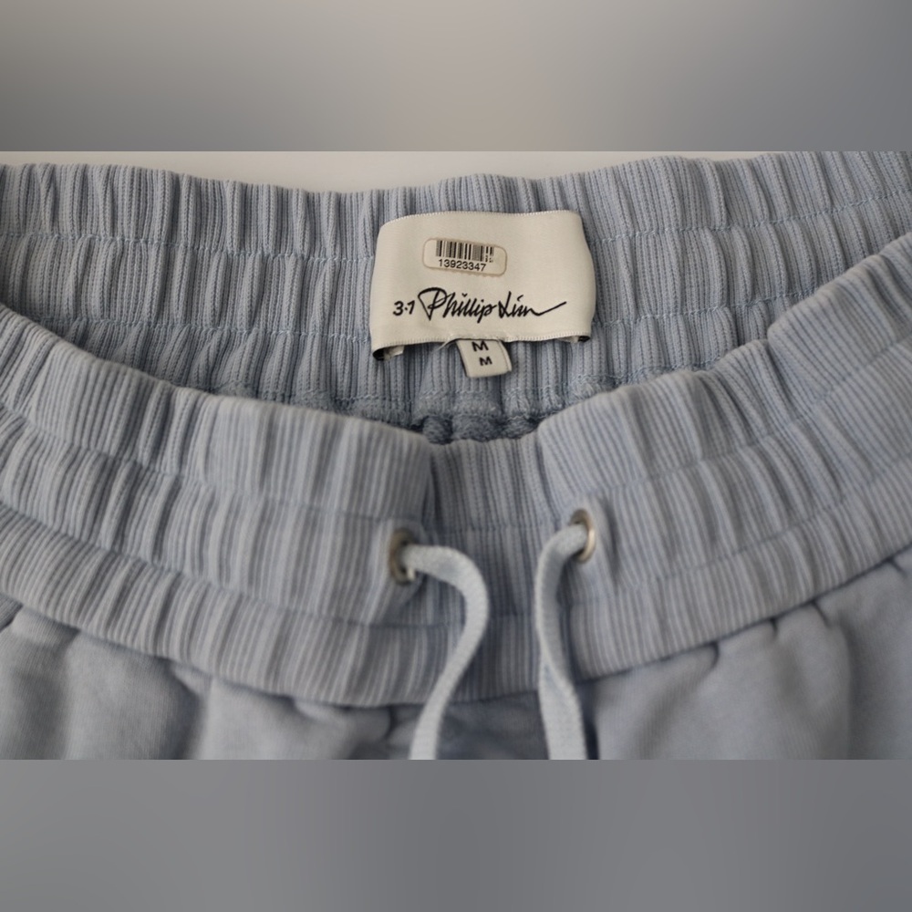 3.1 Phillip Lim Light Blue Sweat Shorts, Size Medium. - Picture 2 of 2